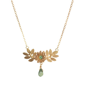 Gold Vermeil Dahlia and Leaf Necklace