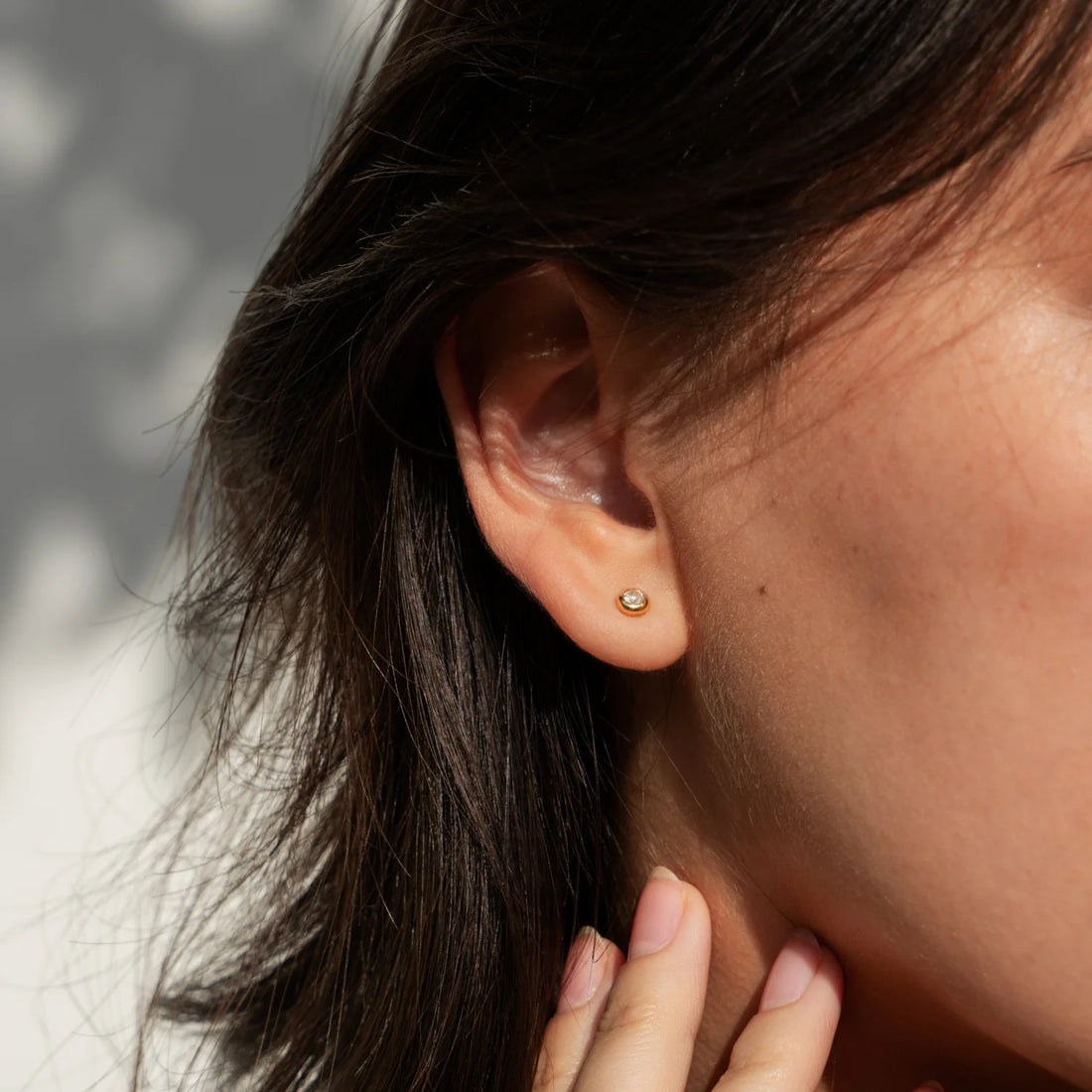 White Sapphire Dewdrop Stud Earrings