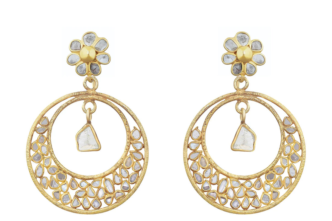 Delhi Diamond Half Moon Earrings