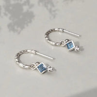 Divinity Princess Hoop Earrings - London Blue Topaz