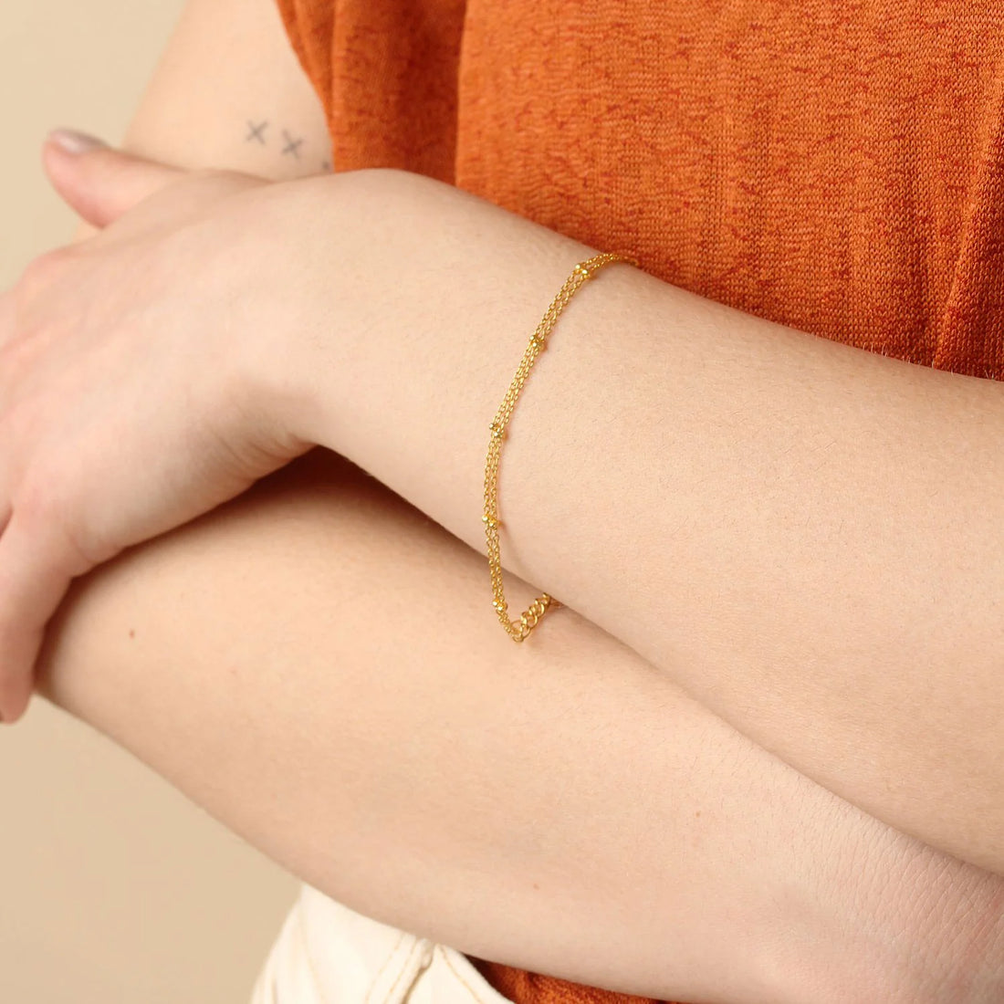 Gold Vermeil Double Row Dotty Chain Bracelet
