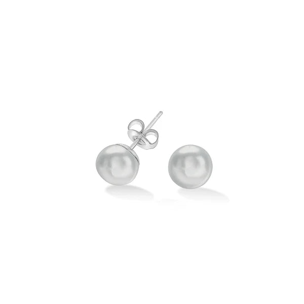 Silver Dove Grey Pearl Stud Earrings 8mm