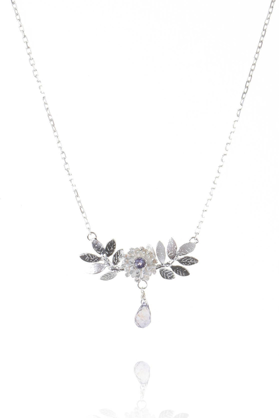 Dahlia And Leaf Necklace