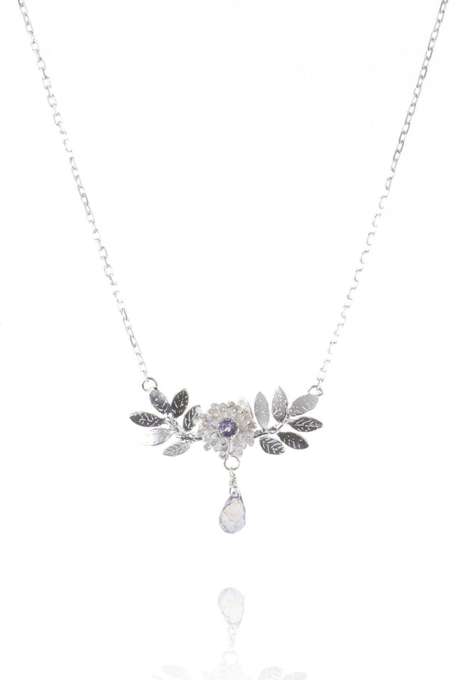Dahlia And Leaf Necklace