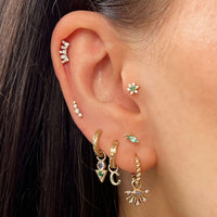 Diamond & Emerald Flower Flat Back Earring
