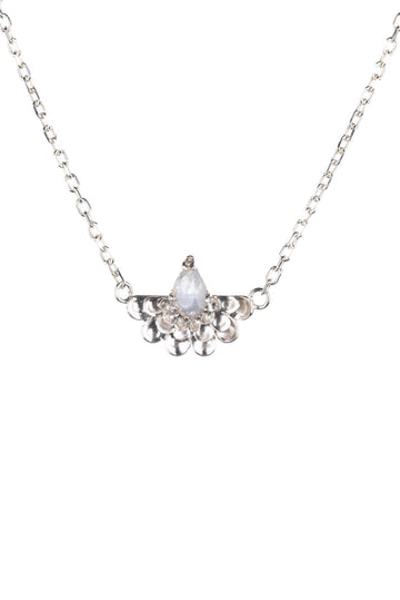 Silver Moonstone Fan Flower Necklace