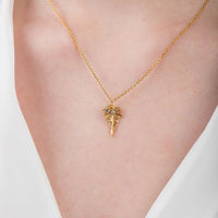 Gold Vermeil Garnet Fern Pendant Necklace