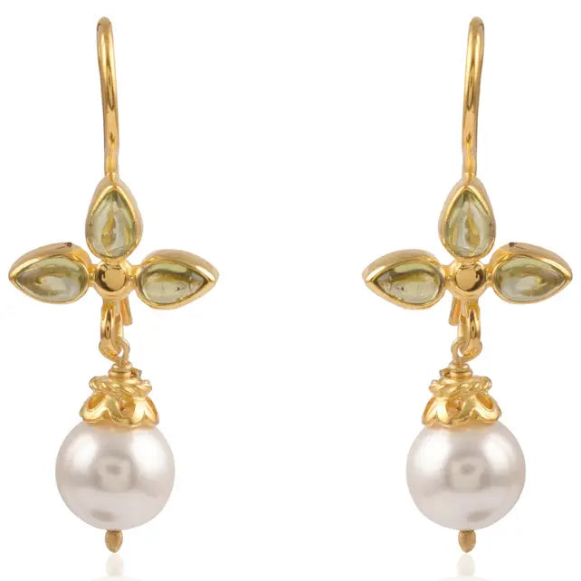 Fifi Peridot & Pearl Earrings