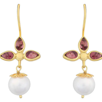 Fifi Pink Tourmaline & Pearl Earrings