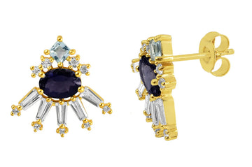 Flavia Blue and white Topaz with Iolite stud earrings