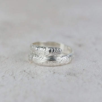 Silver Floral Wrap Around Thumb Ring