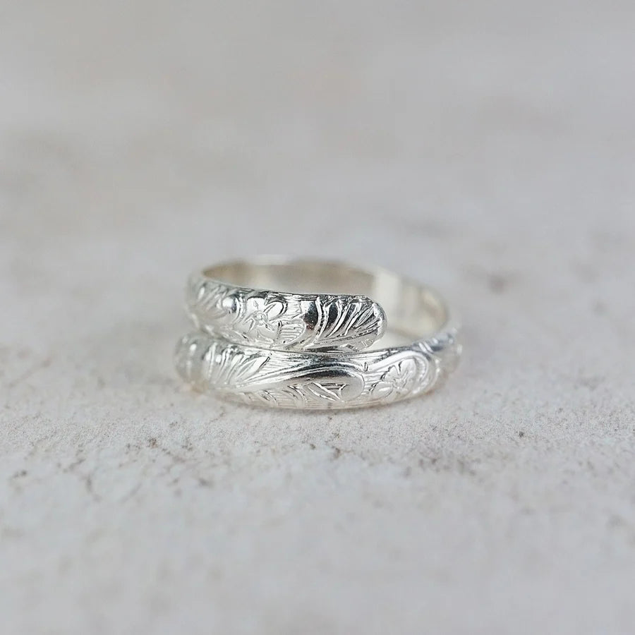 Silver Floral Wrap Around Thumb Ring