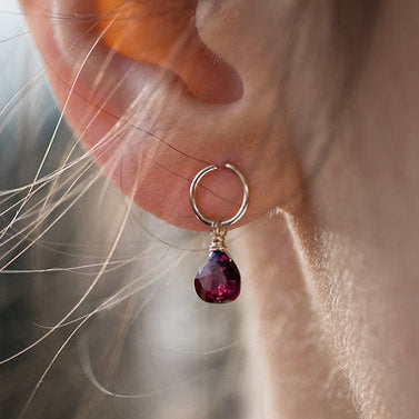 Dainty Rhodolite Garnet Drop Earrings
