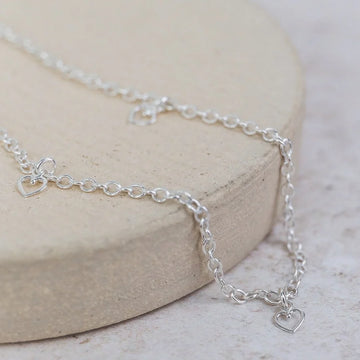 Geo Heart Silver Anklet
