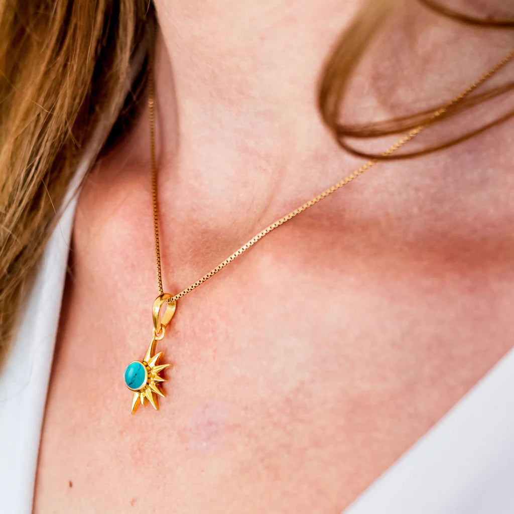 Gold Vermeil Total Eclipse Turquoise Necklace