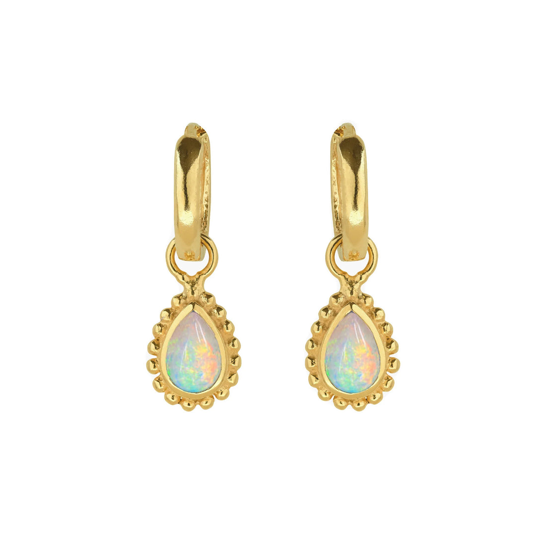 Gold Vermeil Opal Huggie Hoop Earrings