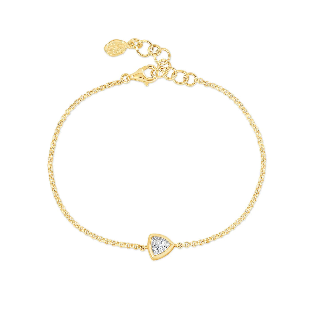 Gold Vermeil White Topaz Trillion Chain Bracelet
