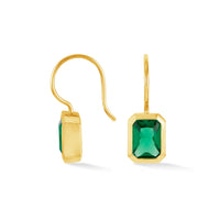 Octagon Green Garnet Earrings Gold Vemeil