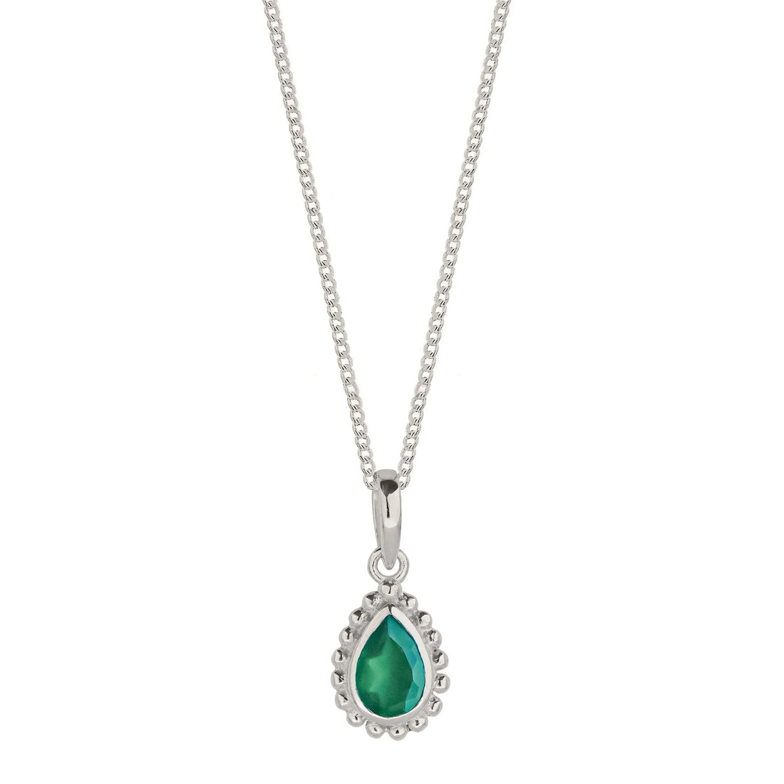 Green Onyx Silver Necklace