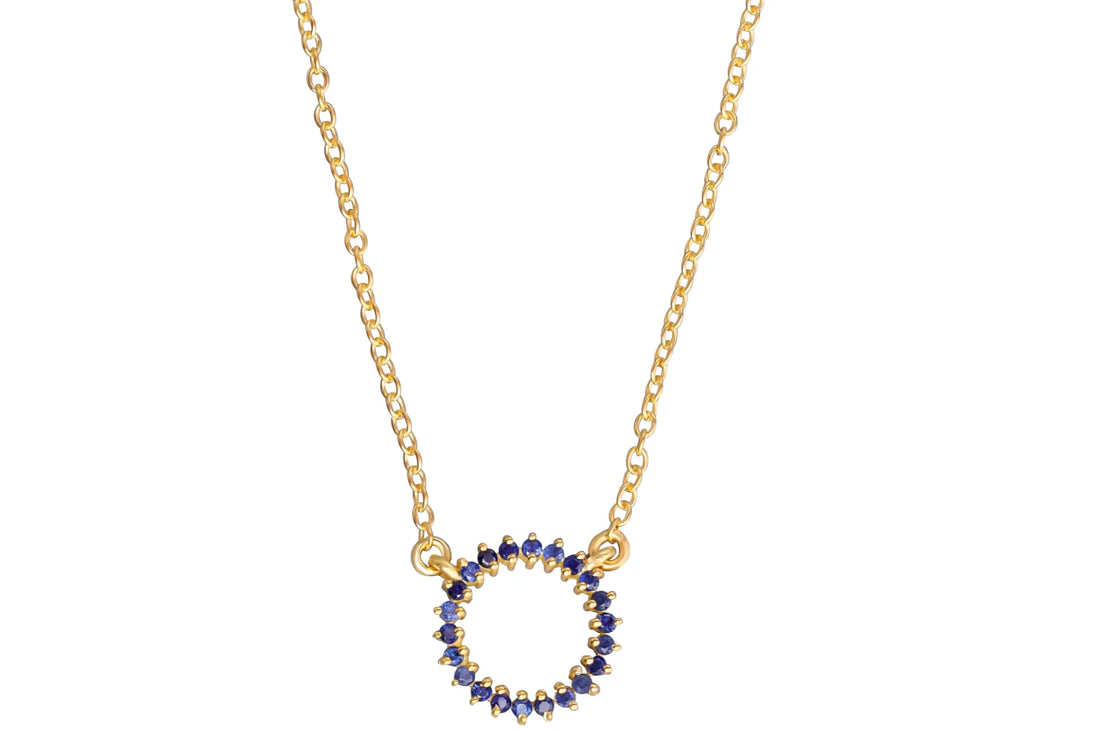 Halo Sapphire Pendant Necklace
