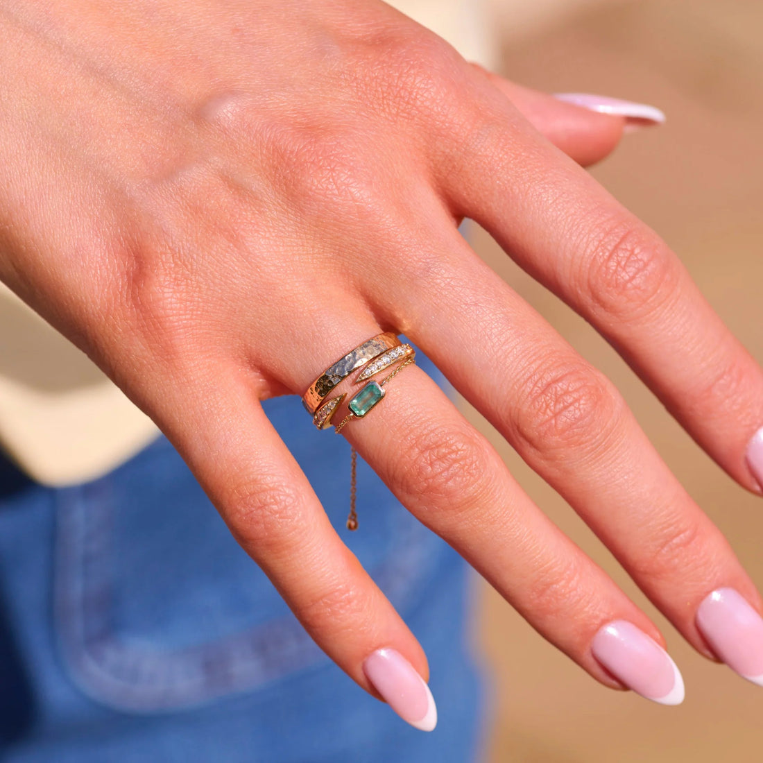 Hammered Band Ring 9ct Gold