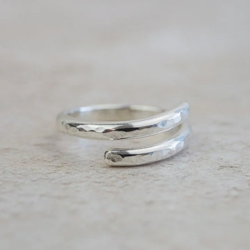 Silver Hammered Wrap Around Thumb Ring