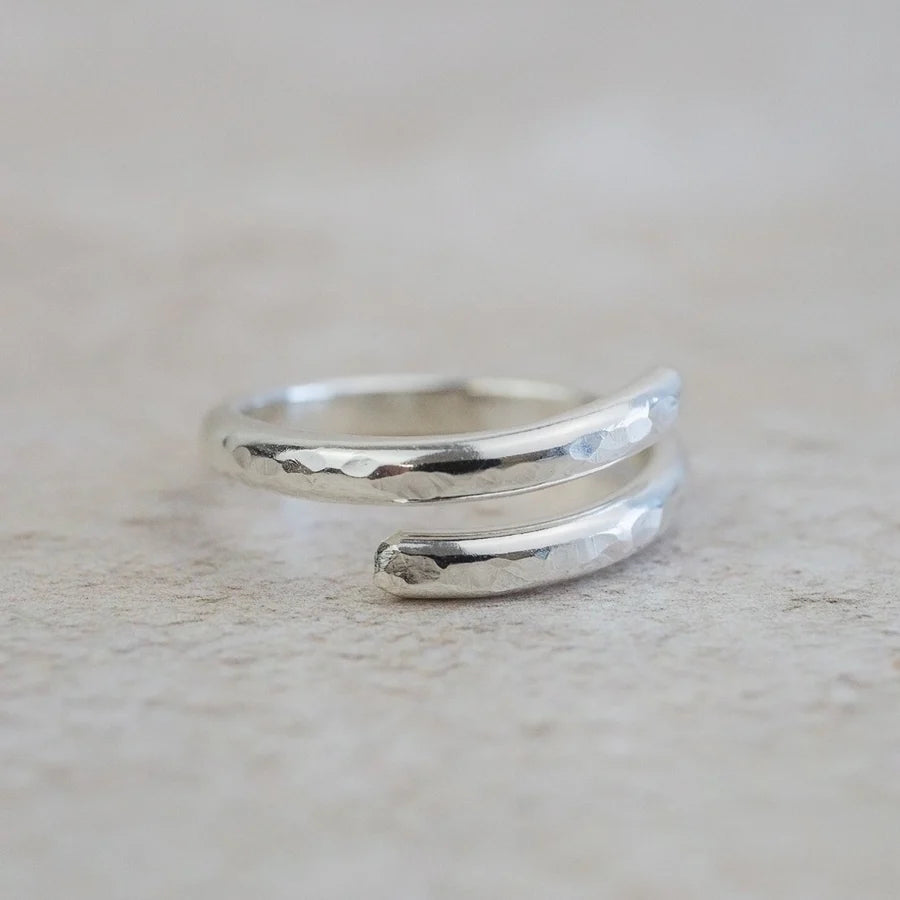 Silver Hammered Wrap Around Thumb Ring