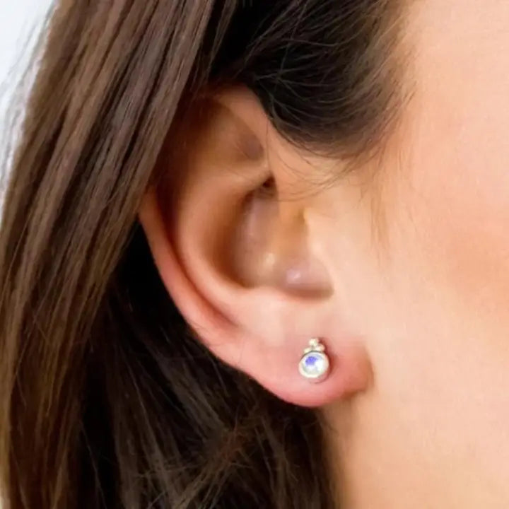 Holi Jewel Moonstone Stud Earrings