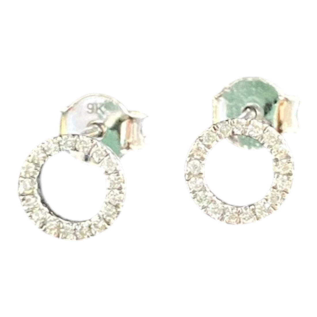 9ct White Gold Diamond Halo Stud Earrings