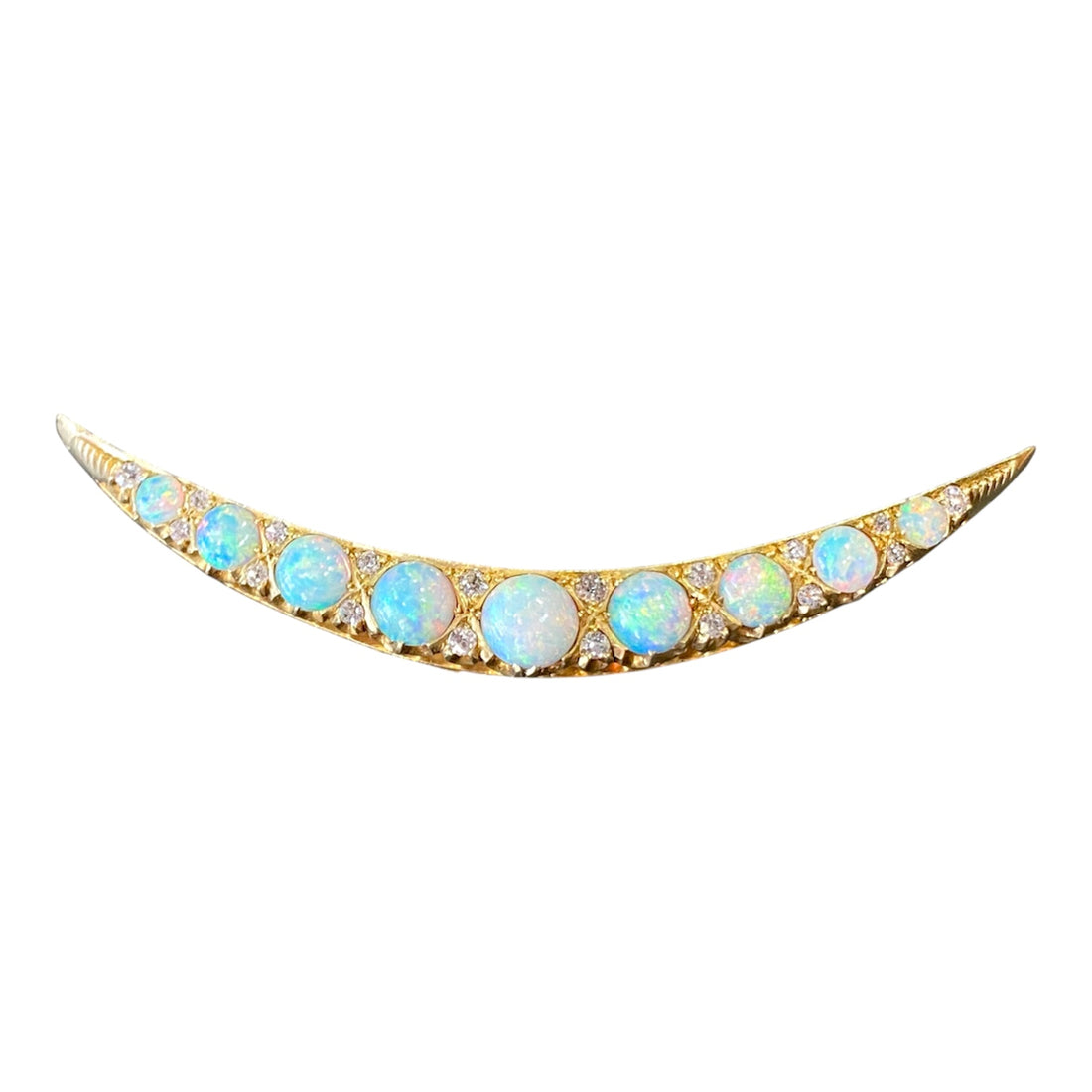 Opal and Diamond Cresent Brooch