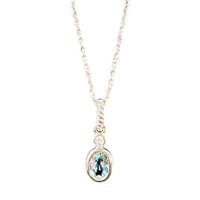 9ct White Gold 0.40ct Aquamarine and 0.02ct Diamond Pendant with chain