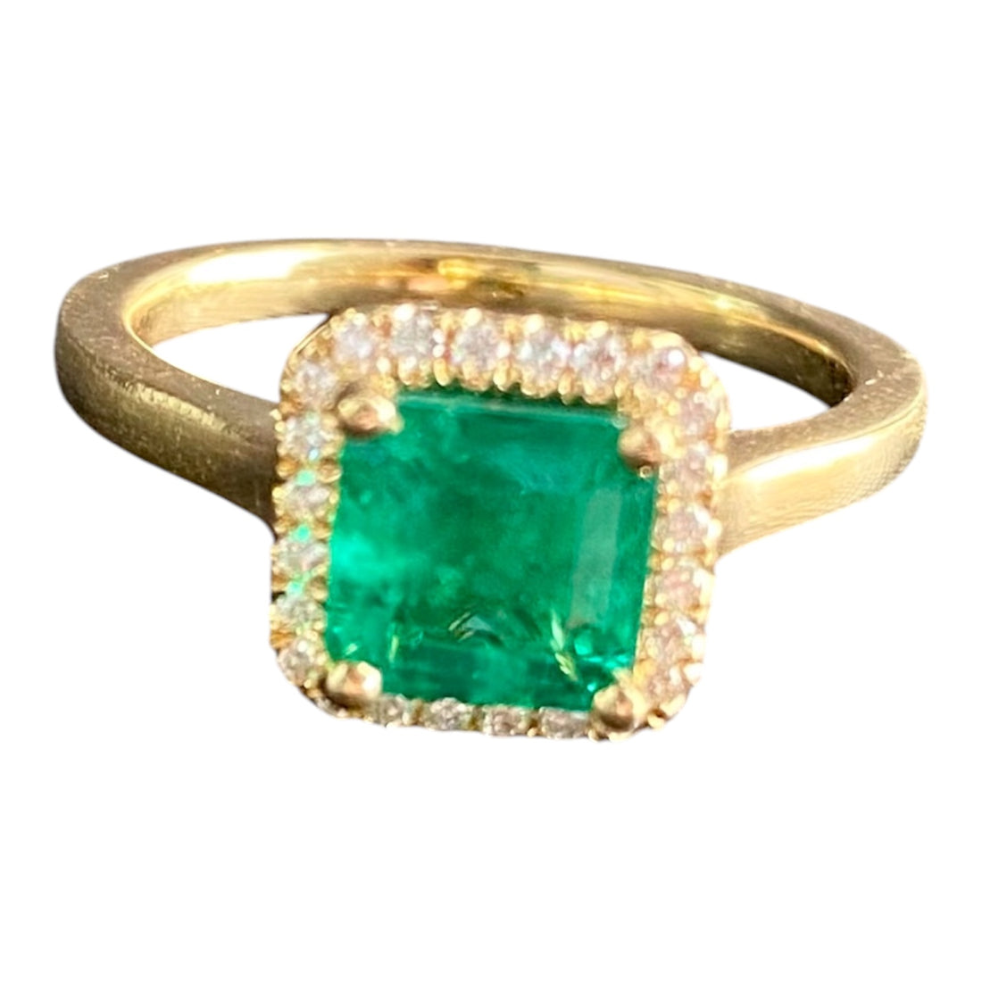 18ct Yellow Gold Emerald and Diamond Ring