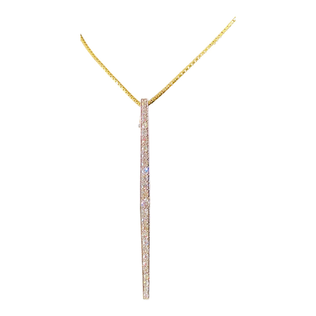 9ct and Silver 1.25ct Diamond Bar Brooch