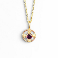 9ct Yellow Gold Amethyst and Pearl Pendant