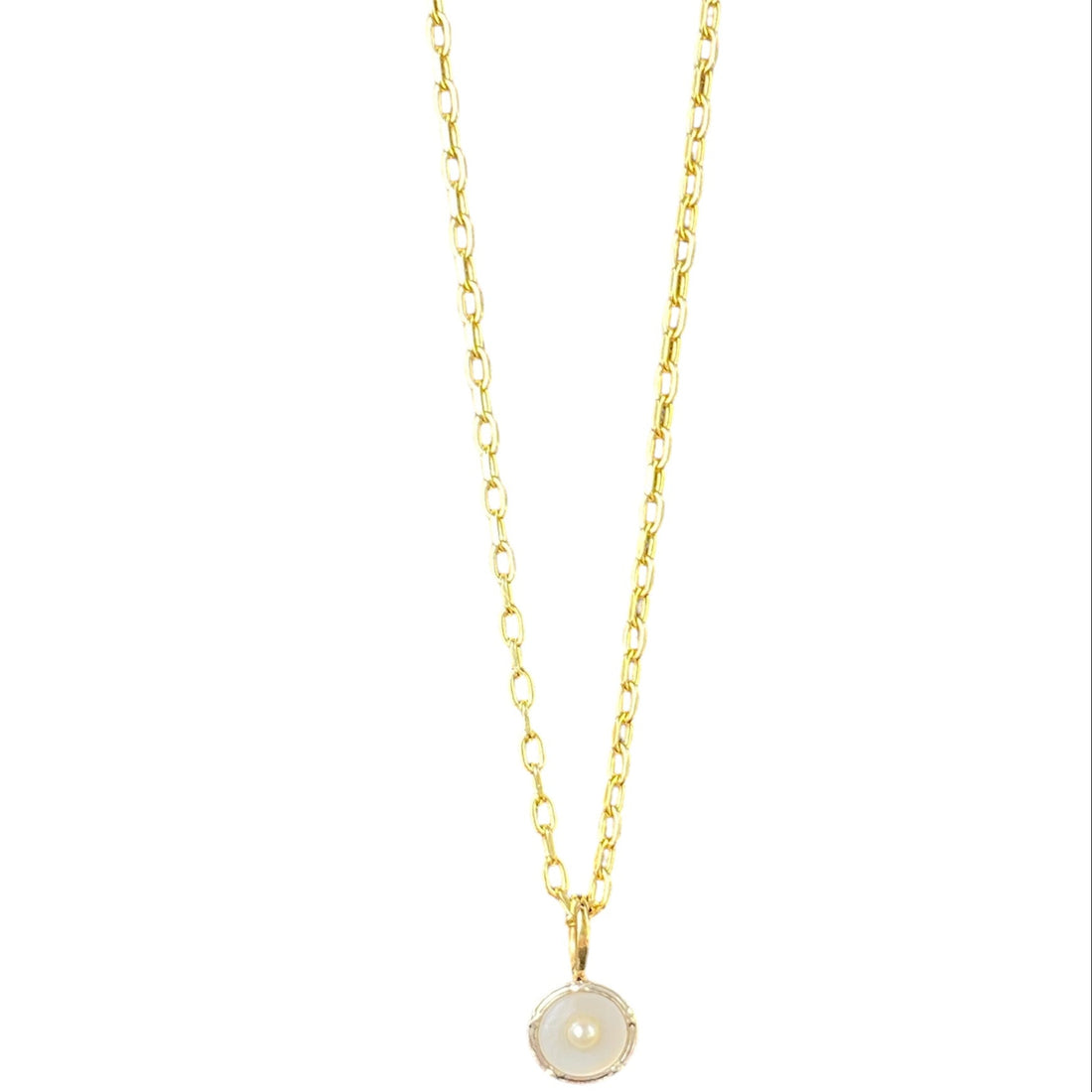 9ct and Platinum Small round Pearl pendant