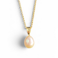 9ct Yellow Gold 7.5mm Teardrop Pearl Pendant