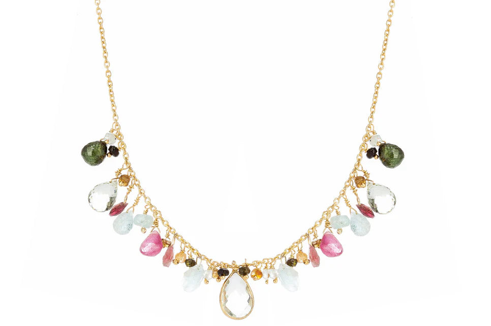 Iris Tourmaline & Green Amethyst Pendant Necklace