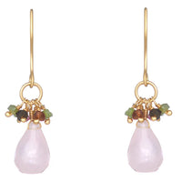 Iris Rose Quartz & Tourmaline Bead Earrings
