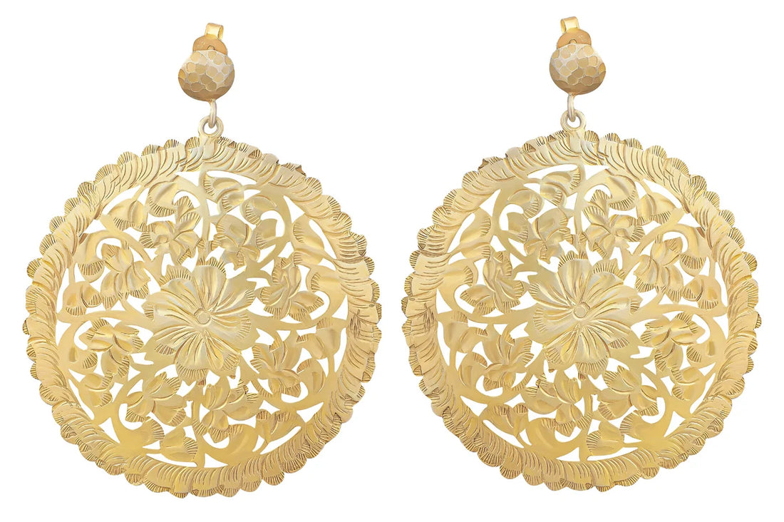 Jaali Flower Disc Earrings