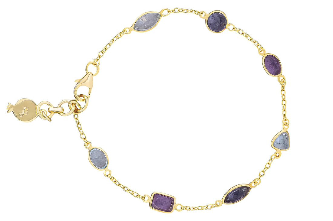 Jess Blue Topaz, Iolite & Amethyst Gemstone Bracelet