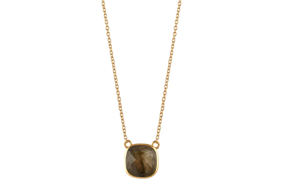 Labradorite Cushion Cut Pendant Necklace