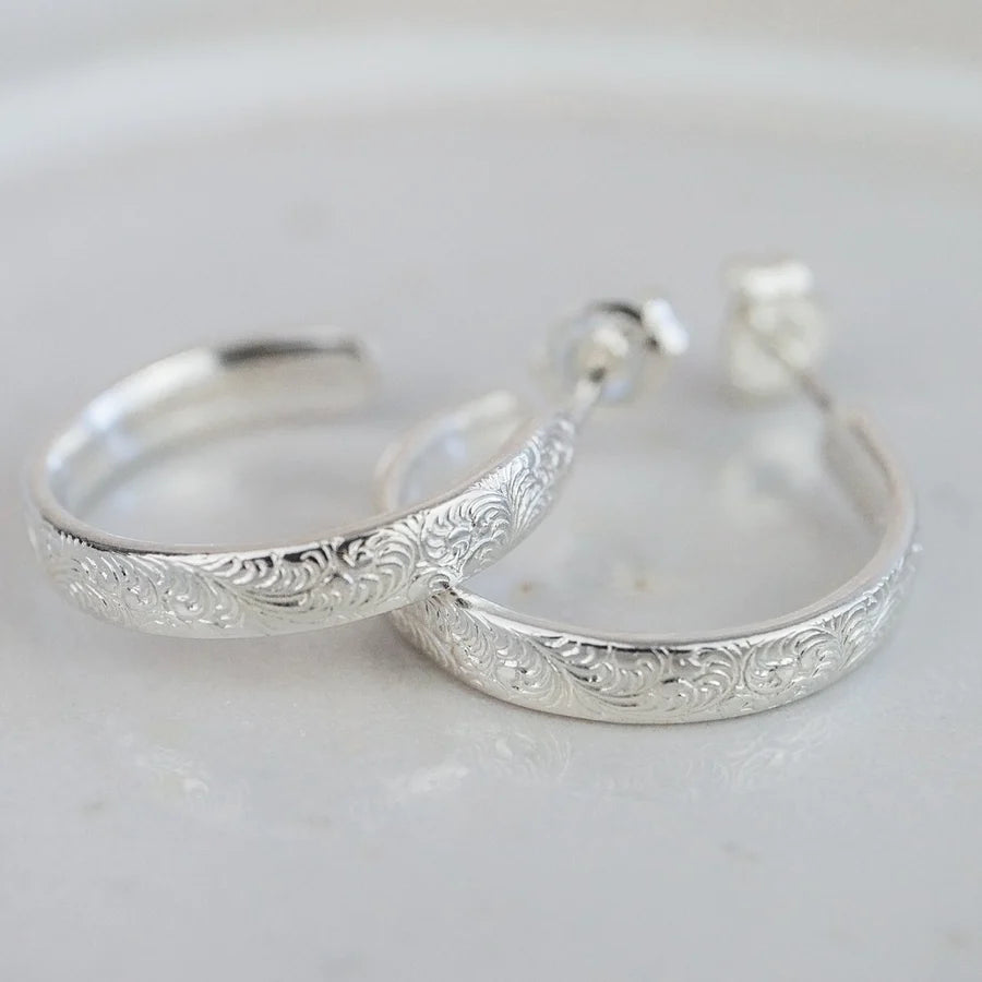 Silver Lace Hoops