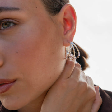 Large Triple Row Waterfall Hoop Earrings