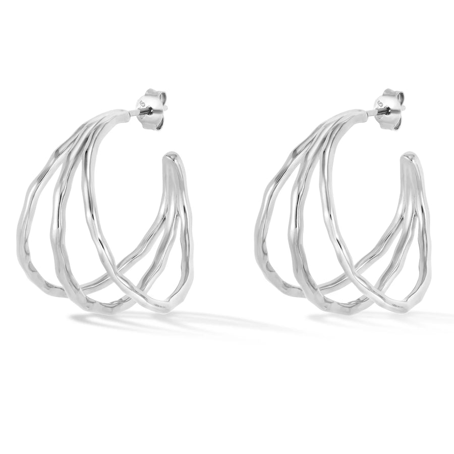 Large Triple Row Waterfall Hoop Earrings