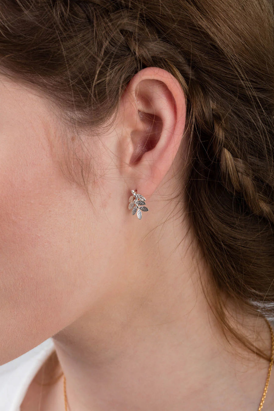 Silver Leaf Stud Earrings