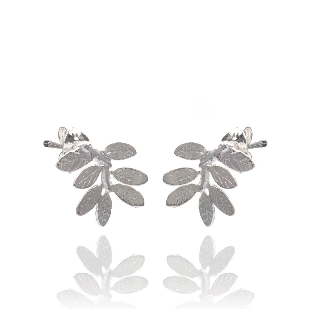 Silver Leaf Stud Earrings