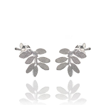 Silver Leaf Stud Earrings