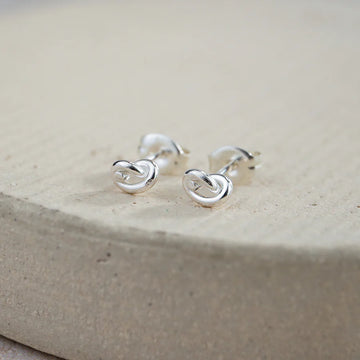 Silver Small Love Knot Stud Earrings