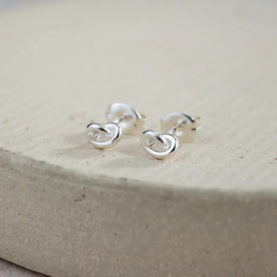 Silver Small Love Knot Stud Earrings