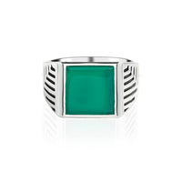 Sacred Universe Green Onyx Mens Signet Ring